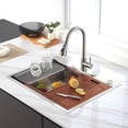 thumbnail image 5 of 33" x 22" Drop in Kitchen Sink, 304T Stainless Steel Topmount Workstation Sink, Single Bowl with Integrated Ledge, 5 of 8