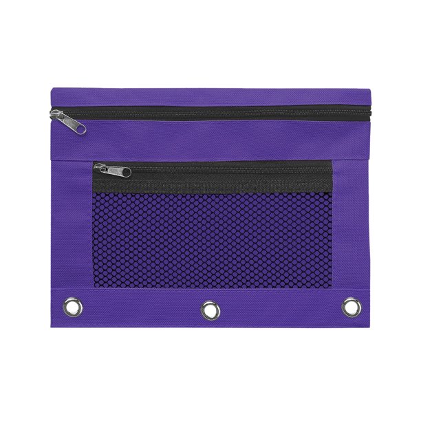 Estuche De Tela Oxford Carpeta de tela con ojales B5 (paquete de 12) con cremallera, estuche para bolígrafos, diseño de tres agujeros, 25 x 19 cm JASKFLY