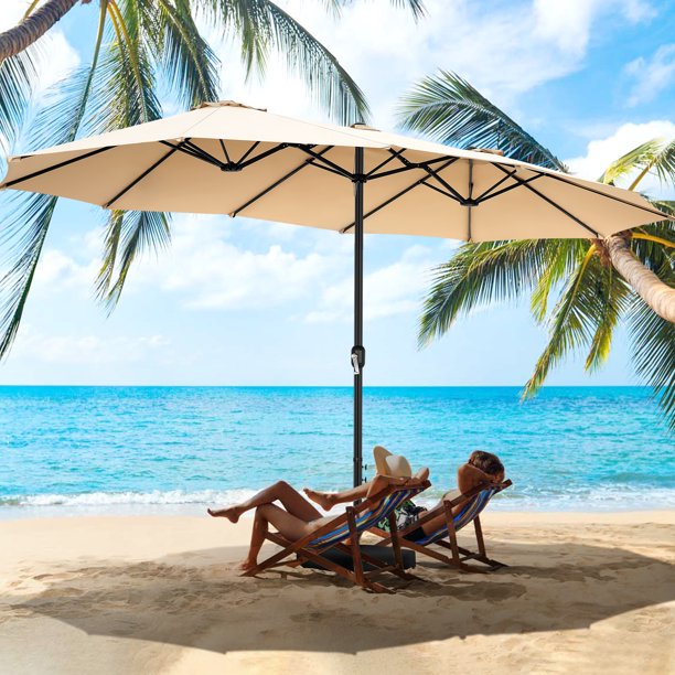 SEJOV 15ft DoubleSided Patio Umbrella with Base Extra Large Outdoor