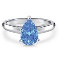 thumbnail image 3 of Gem Stone King 10K White Gold Fancy Blue Zirconia Engagement Ring for Women | 10.00 Cttw | Pear Shape 9X6MM | Gemstone Birthstone | Size 9, 3 of 6
