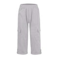 thumbnail image 4 of Mlzmgr Capri Cargo Pants for Women Elastic Waist 3/4 Length Pants with Multi Pockets Summer Outdoor Capri Pants, 4 of 5