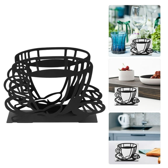 Clispeed Black Metal Coffee Cup Napkin Holder Decorative Standing Napkin Organizer for Table