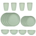thumbnail image 1 of Nvzi 16pcs Wheat Straw Dinnerware Set,Plates and Bowls Set,Camping Dish Set for 4, Plastic Dinnerware Set,Dishwasher Safe Dinnerware Set,Green, 1 of 5