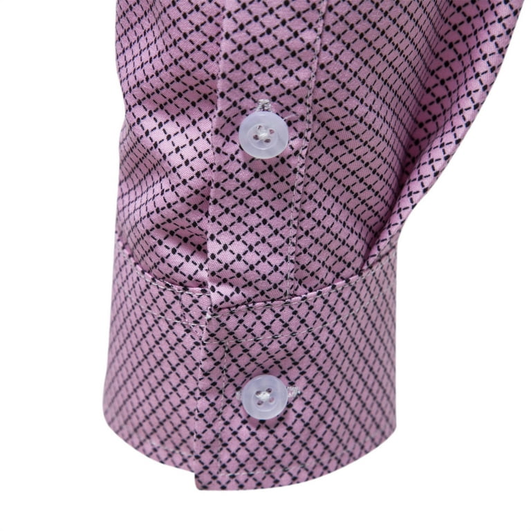 VSSSJ Button Down Shirts for Men Slim Fit No Iron Fashion Print Long Sleeve  Lapel Shirt Casual Thin Lightweight Comfortable Basic Tees Pink XL 