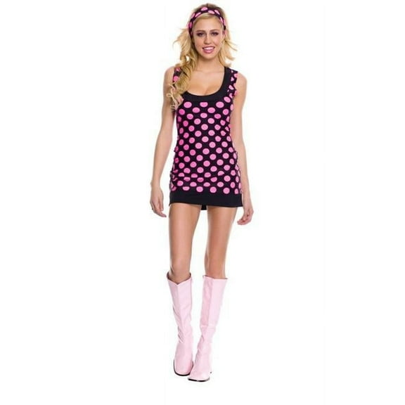 Music Legs Women's 2 Piece Polka Dot Gogo Dress Costume; Medium & Large 70432-ML