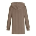 thumbnail image 5 of Elainilye Fashion Women's Casual Dresses Casual Solid Color Long Sleeve Loose Hooded Dress with Pocket,Brown, 5 of 6