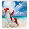 thumbnail image 3 of Ambesonne Santa Shower Curtain, Relaxing at Exotic Beach, 69"Wx70"L, Blue Sand Brown Red, 3 of 3