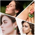 thumbnail image 2 of Green Murano Style Millefiori Glass Hoop Earrings for Women Daisy Flower Stainless Steel Jewelry Ct. 30 Birthday Christmas Gifts, 2 of 12