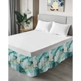 thumbnail image 4 of Abstract Marble Texture Bed Skirt Queen Size 18" Drop Gold Teal Gradient Art Ruffled Wrap Around Bed Skirts Adjustable Elastic Bedskirt Dust Ruffle for Queen Size Bed, 4 of 7