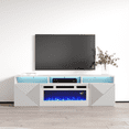 thumbnail image 2 of Giza WH-EF Floating Fireplace TV Stand for TVs up to 70", Modern High Gloss 63" Entertainment Center, Wall Mounted Electric Fireplace TV Media Console with Storage Cabinets and LED Lights, 2 of 9