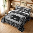 thumbnail image 3 of Manfei Retro Bear Bed Spread Queen, Western Farmhouse Queen Coverlet Set, Gray Black, Black Reversible, 3-Piece, 1 Quilt and 2 Pillowcases, 3 of 7