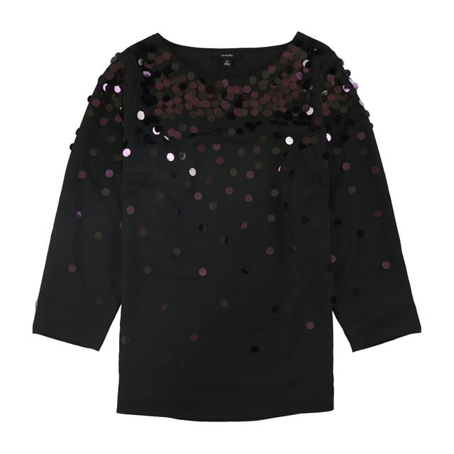 Blusa de Jersey con Lentejuelas para Mujer Alfani Negro 2X