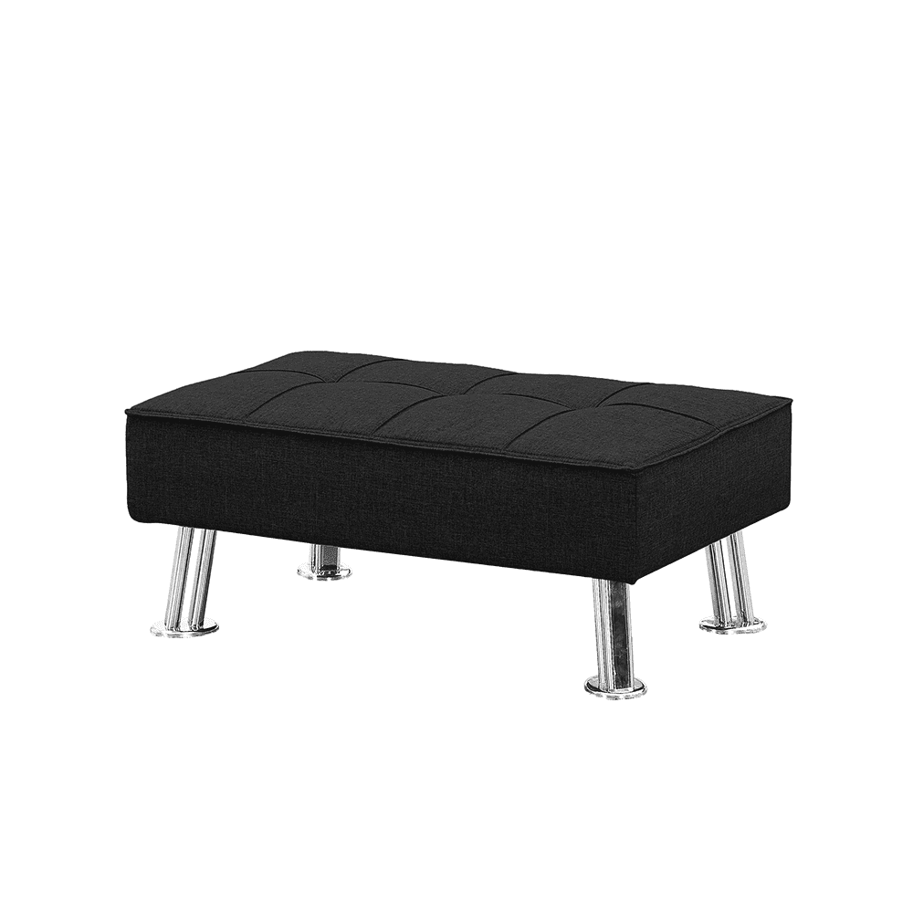 Kepooman 3-Piece Modern Fabric Convertible Futon Sofa Set with 2 Cup Holders & Single Sofa & Ottoman, Black