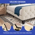thumbnail image 6 of ModFusion Queen Size Upholstered Bed Frame , with Valvet Headboard , Footboard, Wingback, Beige, 6 of 9