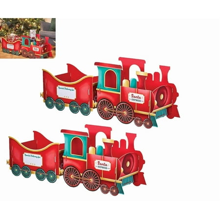 Cardboard Christmas Presents Train - Santa Gift Trains Set with Spacious Compartments, Deliver Holiday Cheer