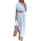 thumbnail image 2 of VISgogo Vestido de playa informal para mujer, color sólido, manga corta, solapa con botones, suelto, para cubrir VISgogo moda, 2 of 8