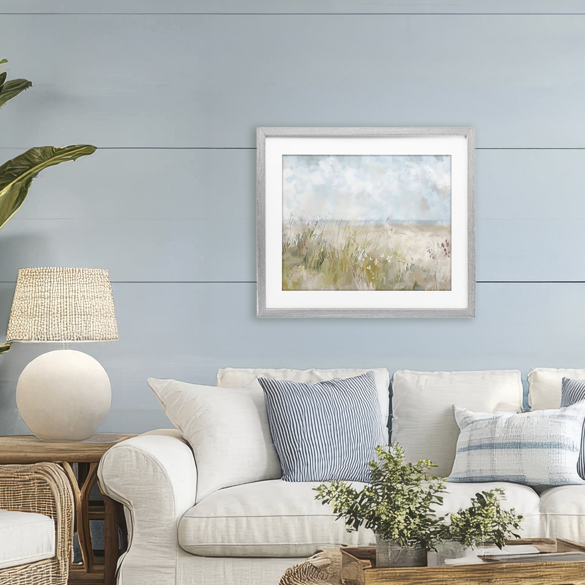 Stupell Industries Flowers By The Ocean Gray Framed Print Under Glass, design by Creative Studio