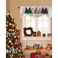 thumbnail image 4 of Plaid Christmas Tree Tie Up Valances Curtain, Cow Leopard Check Xmas Tree Retro Linen Adjustable Rod Pocket Short Window Treatment Tie Up Curtains Valances for Kitchen Living Room Bathroom 42x18 In, 4 of 9