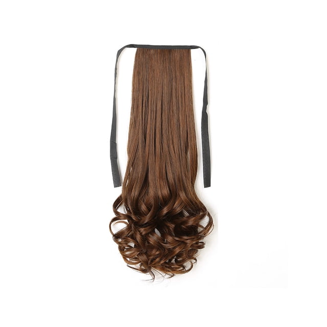 Peluca de cola de caballo, pelucas realistas de fibra de alta temperatura, peluquín rizado Artificial, resistente al calor, Invisible, sin Cuidado del cabello Marrón claro, alargamiento 58 cm Minnieouse CE014651-12