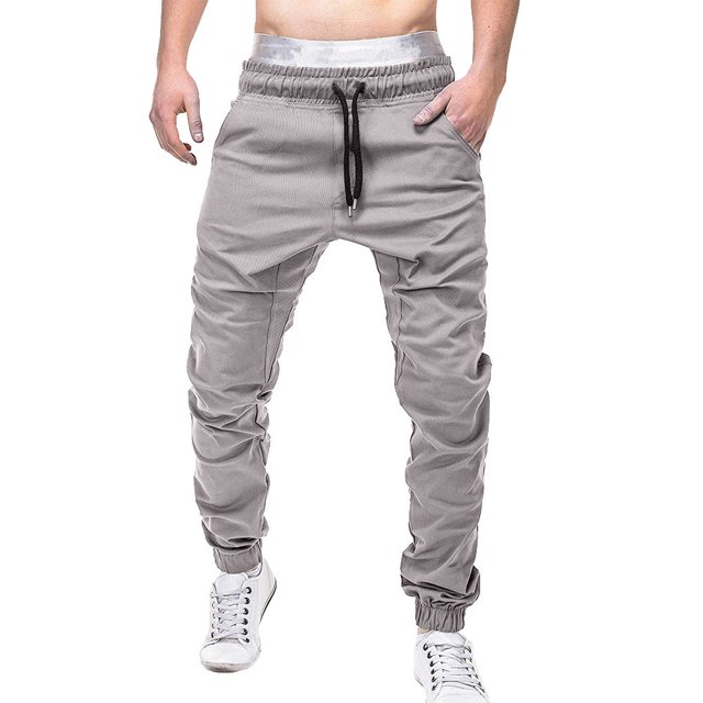 ICHUANYI Clearance Men Sweatpants Casual Elastic Joggings Sport Solid Baggy Pockets Trousers(Gray, M ) Ichuanyi Ichuanyi