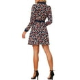 thumbnail image 3 of INSPIRE CHIC Women's Contrast Collar Button Front Vintage Floral Long Sleeve Shirt Dresses L Deep Blue, 3 of 6