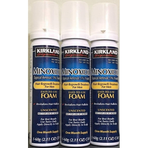 Kirkland Minoxidil for MEN Growth Treatment Unscented 3 Month Supply Topical Aerosol 5% (Foam) - Walmart.com