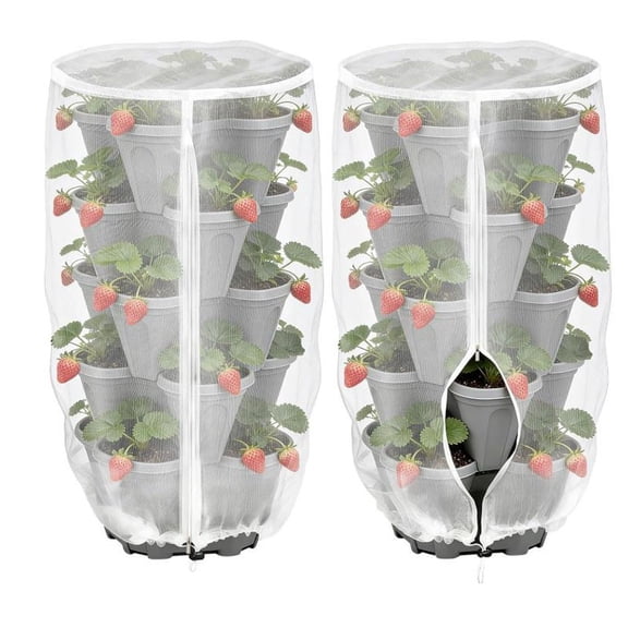 Garden Netting for Vertical Strawberry Planter Bird Netting with Zipper, Plant Covers for 5-Tier Stackable Planters Outdoor