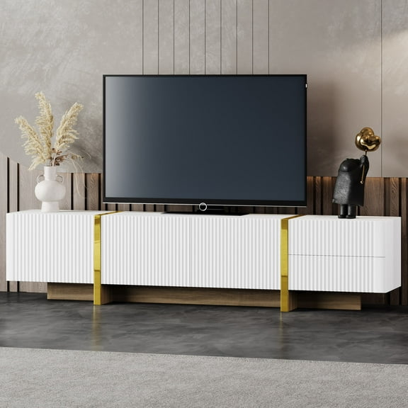 Vinsetto Fluted TV Stand with Storage Cabinets & Drawers