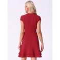 thumbnail image 4 of DARING DIVA Cap Sleeves Round Neck Tiered Ruffled Hem Dress M Red, 4 of 6