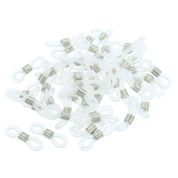 Uxcell Eyeglass Chain Connector Adjustable Anti Slip Rubber Strap Holder Chain End Loop White Silver 50 Pack