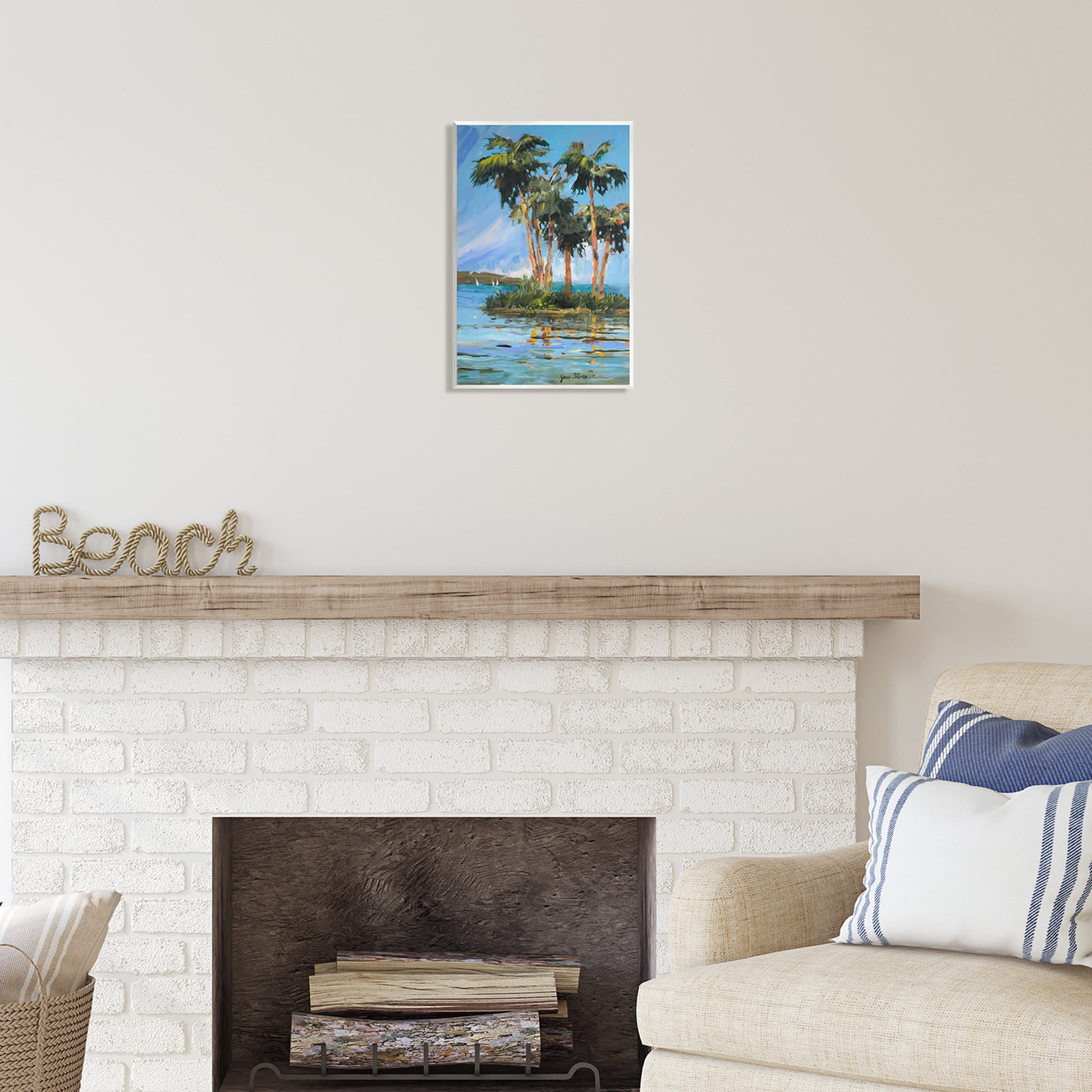 Stupell Industries Palm Island Painting Nature Painting Unframed Art Print Wall Art, 10 x 15