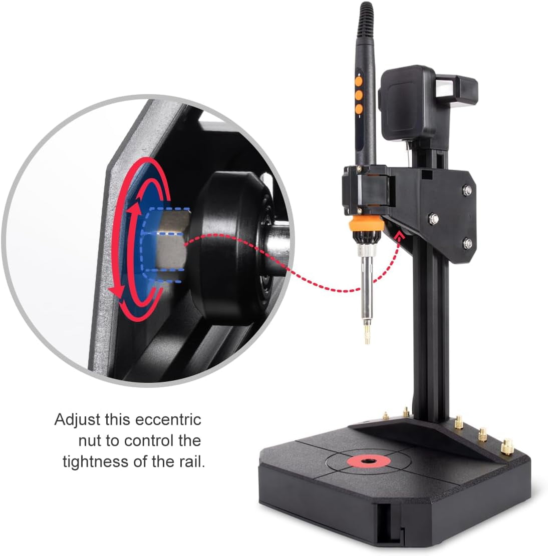 Vertical Heat Set Insert Tool Pressing Machine with 90W Soldering Iron, Heat Set Tips M2-M8, 30PCS Brass Nuts Threaded Inserts for 3D Printed Part