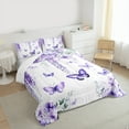 thumbnail image 2 of Manfei Kawaii Butterfly Queen Comforter Set,Purple Rustic Lavender Bedding Sets,Country Flower Floral Bedding Comforter Set For Girls Teens,Ultra Soft Home Decor,3-Piece, 2 of 7