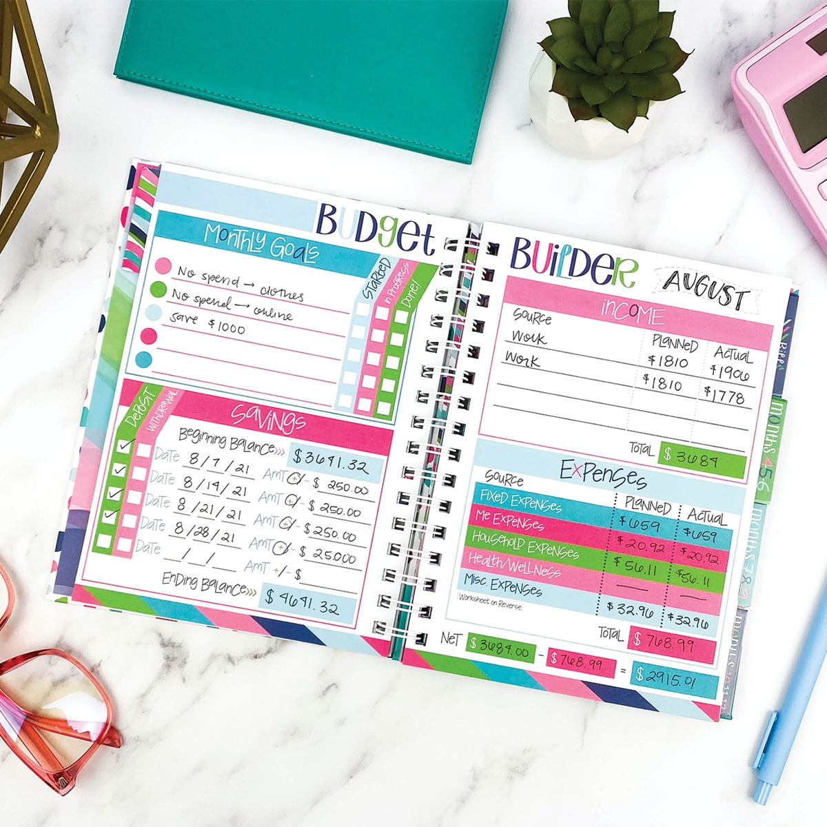 Budget Binder™ 12-Month Budget Planner and Finance Organizer with 354 Stickers, Non-Dated Monthly Bill Tracker by Denise Albright