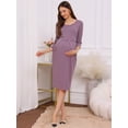 thumbnail image 5 of DARING DIVA Women's A-line 3/4 Sleeves Front Pleated Maternity Dresses S Mauve, 5 of 8