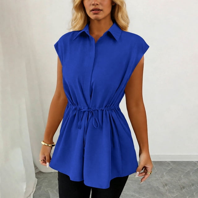 LVHAOGJOB Womens Solid Color Tank Sleeveless Tops Summer Shirts for Women Collared