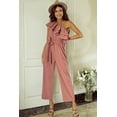 thumbnail image 2 of Elegant Sleeveless Jumpsuit: Dusty Pink Ruffle Trim and Cinched Waist, 2 of 12