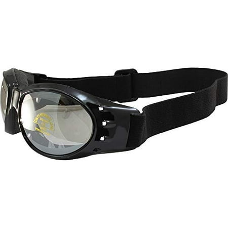 Birdz Eagle Padded Motorcycle Airsoft Goggles Gloss Black Frames with Anti-Fog Driving Clear Mirror