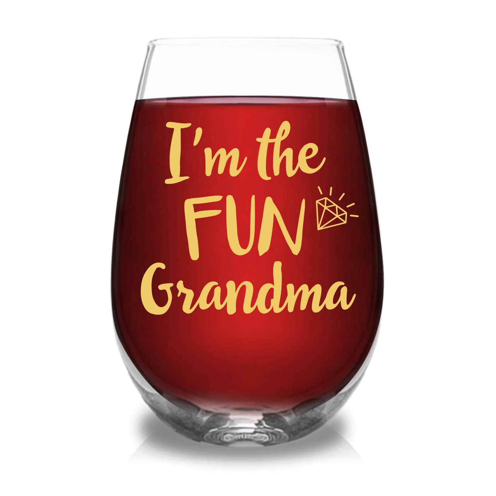I'm the FUN Grandma Funny Wine Glass Gifts for Grandma - Novelty