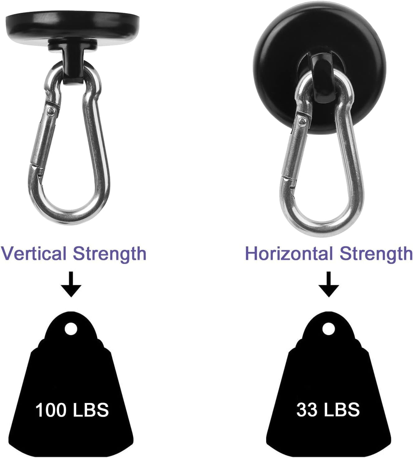 FINDMAG 100LBS Strong Magnetic Hooks with Swivel Carabiner