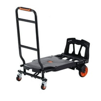 2-in-1 Aluminum Hand Truck & Dolly, 300 lbs Capacity, Heavy Duty Convertible Folding Utility Cart w/Rubber Wheels - Industrial Platform Cart for Moving