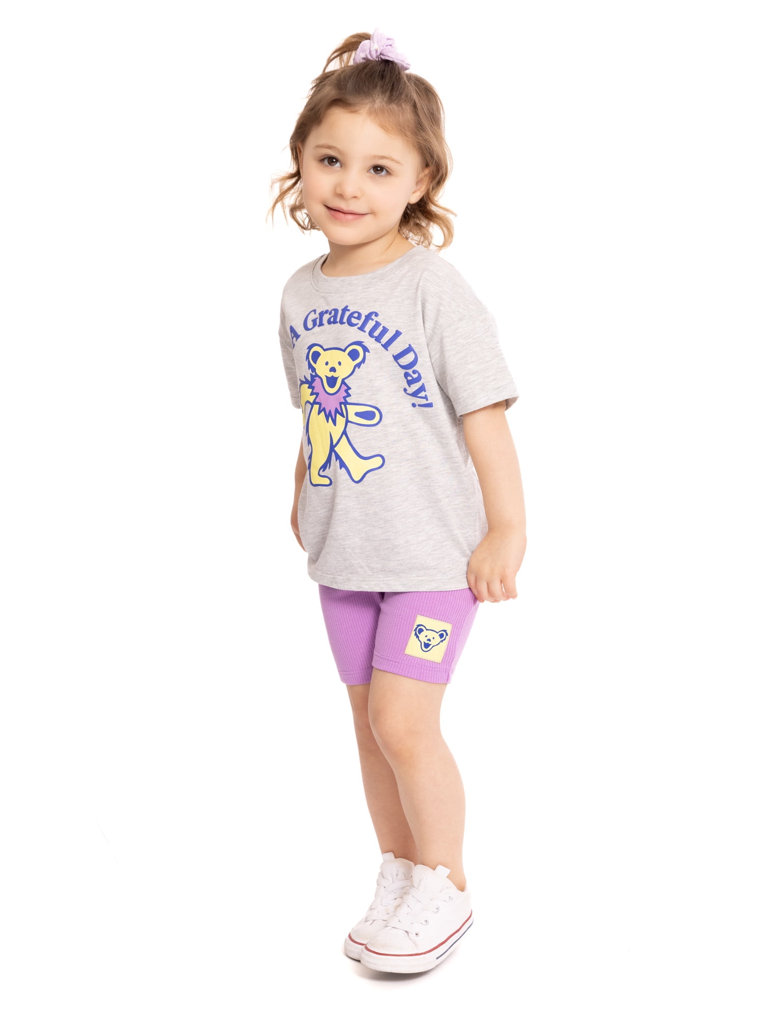 Grateful Dead Toddler Girls Graphic Tee and Bike Shorts Set, 2-Piece, Sizes 12M-5T