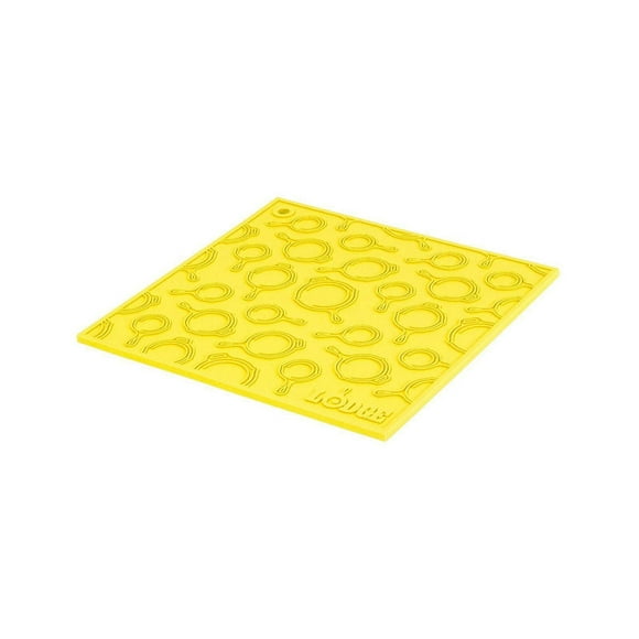 Lodge Dessous de plat en silicone avec motif de poêle, 7 x 7 pouces, jaune