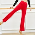 thumbnail image 7 of VSSSJ Women's Modern Flared Dance Pants Slim Fit Solid Color High Waist Straight Wide Leg Pants Casual Comfortable Lightweight Long Pants Red M, 7 of 7