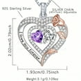 thumbnail image 2 of Flydeer Necklaces for Women 925 Sterling Silver Double Heart Birthstone Dainty Pendant Necklace Purple 5A CZ Anniversary Jewelry Gifts for Women, 2 of 6