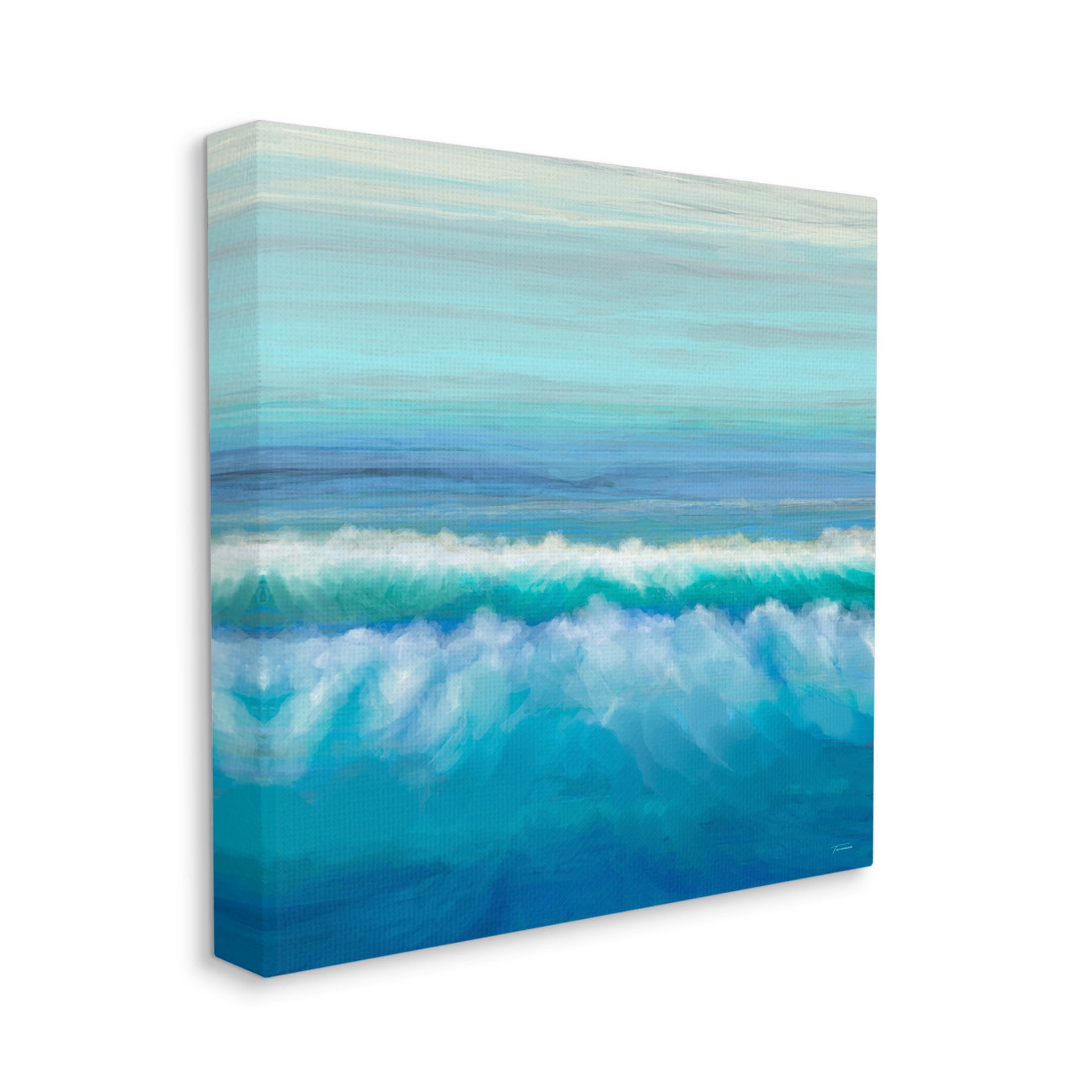 Nautical Ocean Rolling Waves Coastal Painting Gallery Wrapped Canvas Print Wall Art