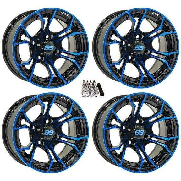 GTW Spyder 12" Golf Cart Wheels/Rims Blue Yamaha