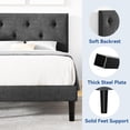 thumbnail image 5 of Flolinda Twin Size Bed Frame with Fabric Headboard, Strong Wooden Slats, Non-Slip and Noise-Free, No Box Spring Needed, Easy Assembly, Dark Grey, 5 of 8