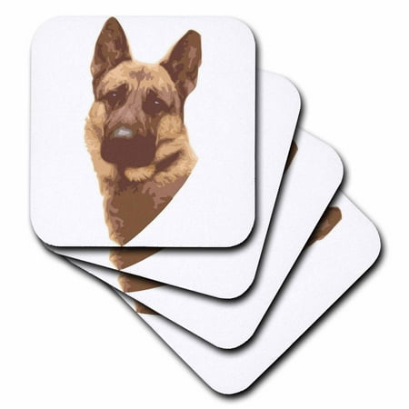 

3dRose Cute and Cuddly Canine German Shepard Face - Soft Coasters set of 4