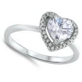 thumbnail image 4 of Clear CZ Heart Promise Love Halo Ring .925 Sterling Silver Band White Jewelry Female Size 5, 4 of 4